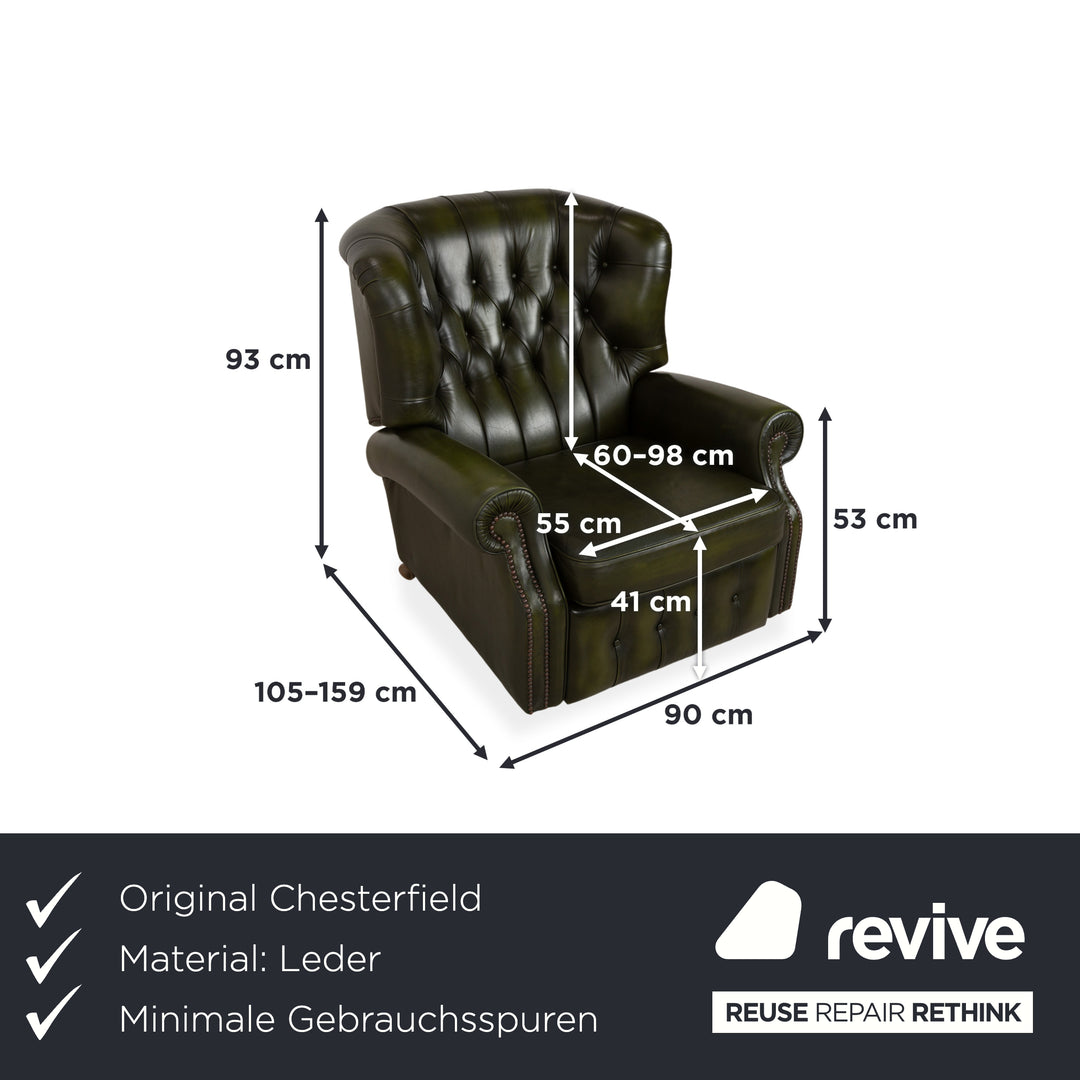 Chesterfield Wade Leder Sessel Grün manuelle Funktion Vintage