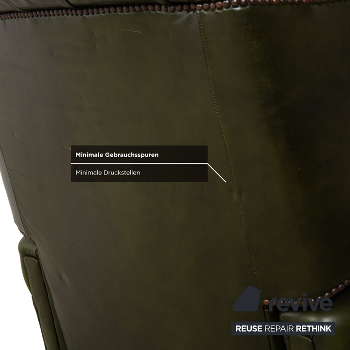 Chesterfield Wade Leder Sessel Grün manuelle Funktion Vintage