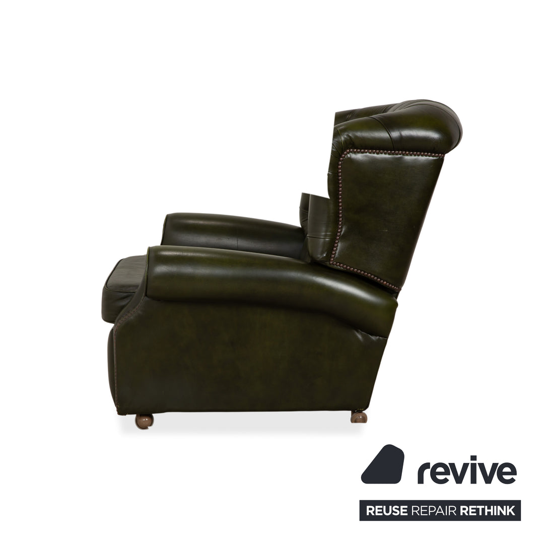 Chesterfield Wade Leder Sessel Grün manuelle Funktion Vintage