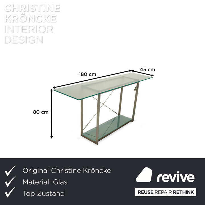 Christine Kröncke Glas Tisch Sideboard Silber 180 x 45 cm