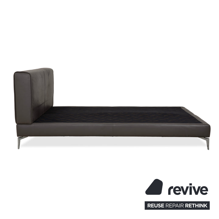 Christine Kröncke Leder Bett Braun Taupe Boxspringbett