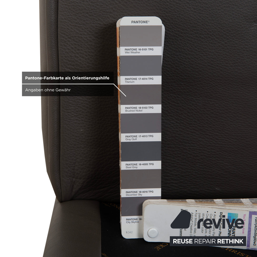 Lit en cuir Christine Kröncke, sommier tapissier marron taupe