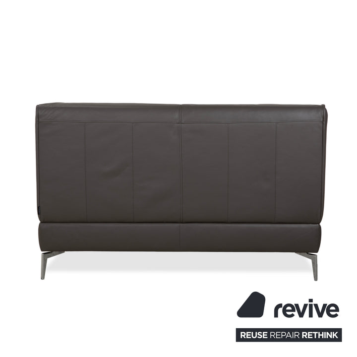 Lit en cuir Christine Kröncke, sommier tapissier marron taupe