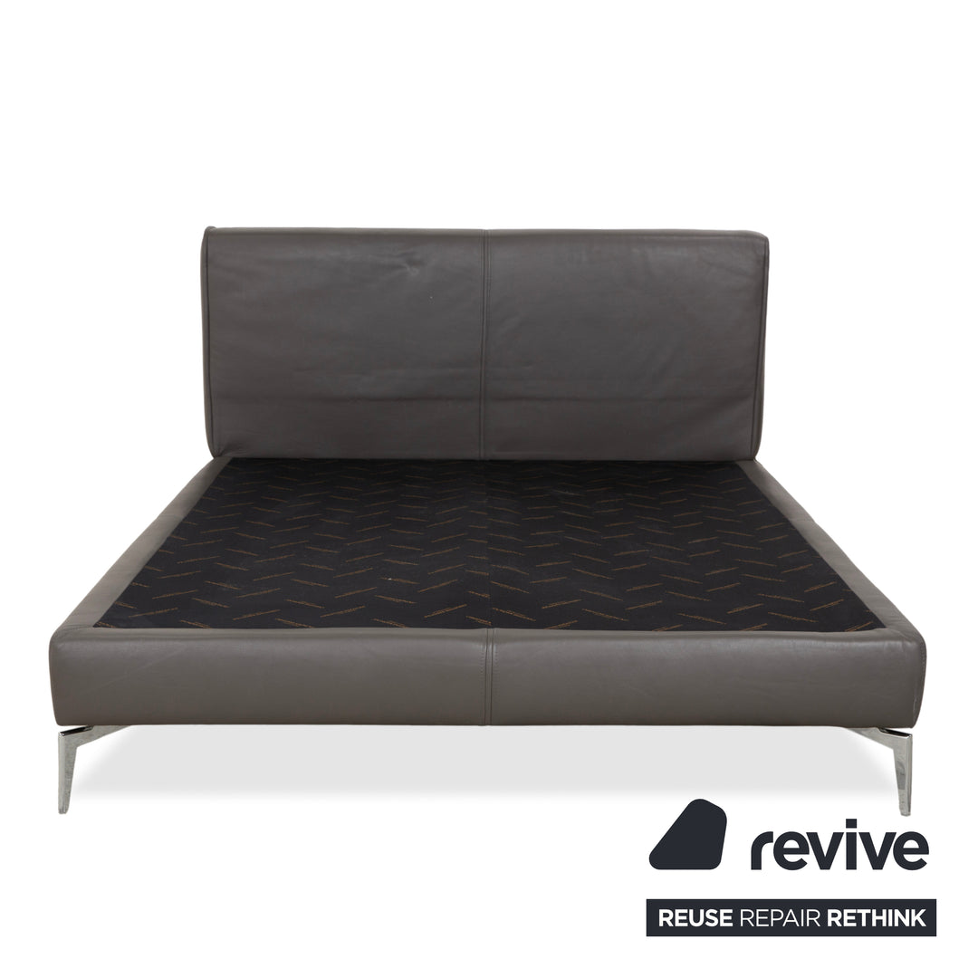 Christine Kröncke Leder Bett Braun Taupe Boxspringbett