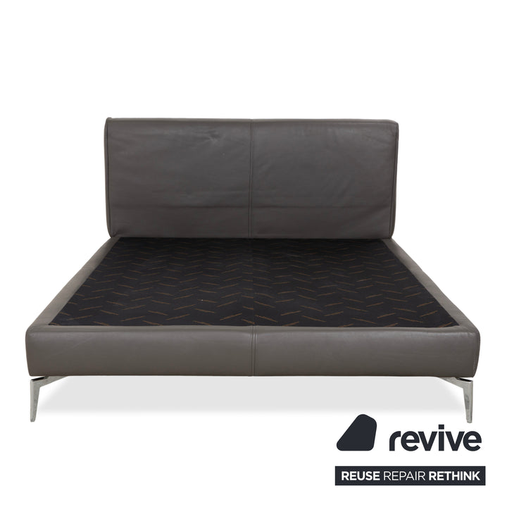 Christine Kröncke Leder Bett Braun Taupe Boxspringbett