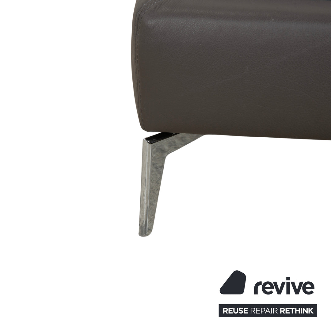 Lit en cuir Christine Kröncke, sommier tapissier marron taupe