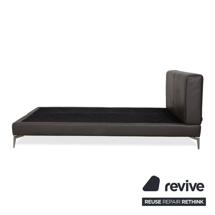 Christine Kröncke Leder Bett Braun Taupe Boxspringbett