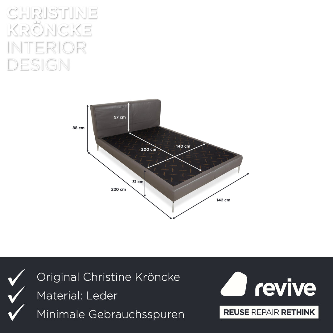 Christine Kröncke Leder Bett Braun Taupe Boxspringbett