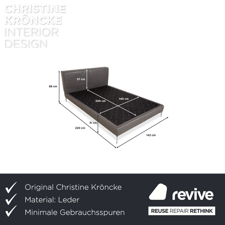 Christine Kröncke Leder Bett Braun Taupe Boxspringbett