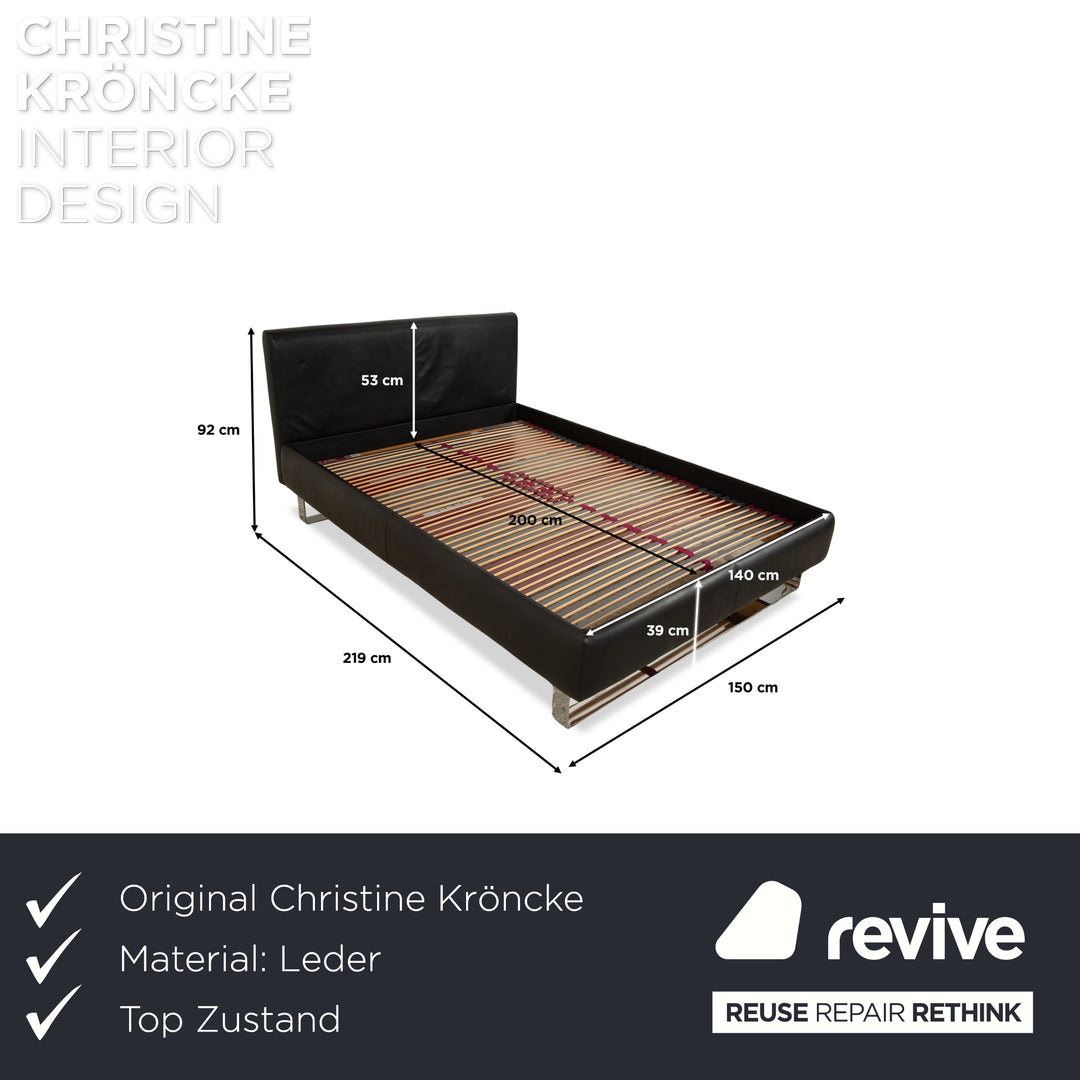 Christine Kröncke Leder Bett Schwarz 140x200