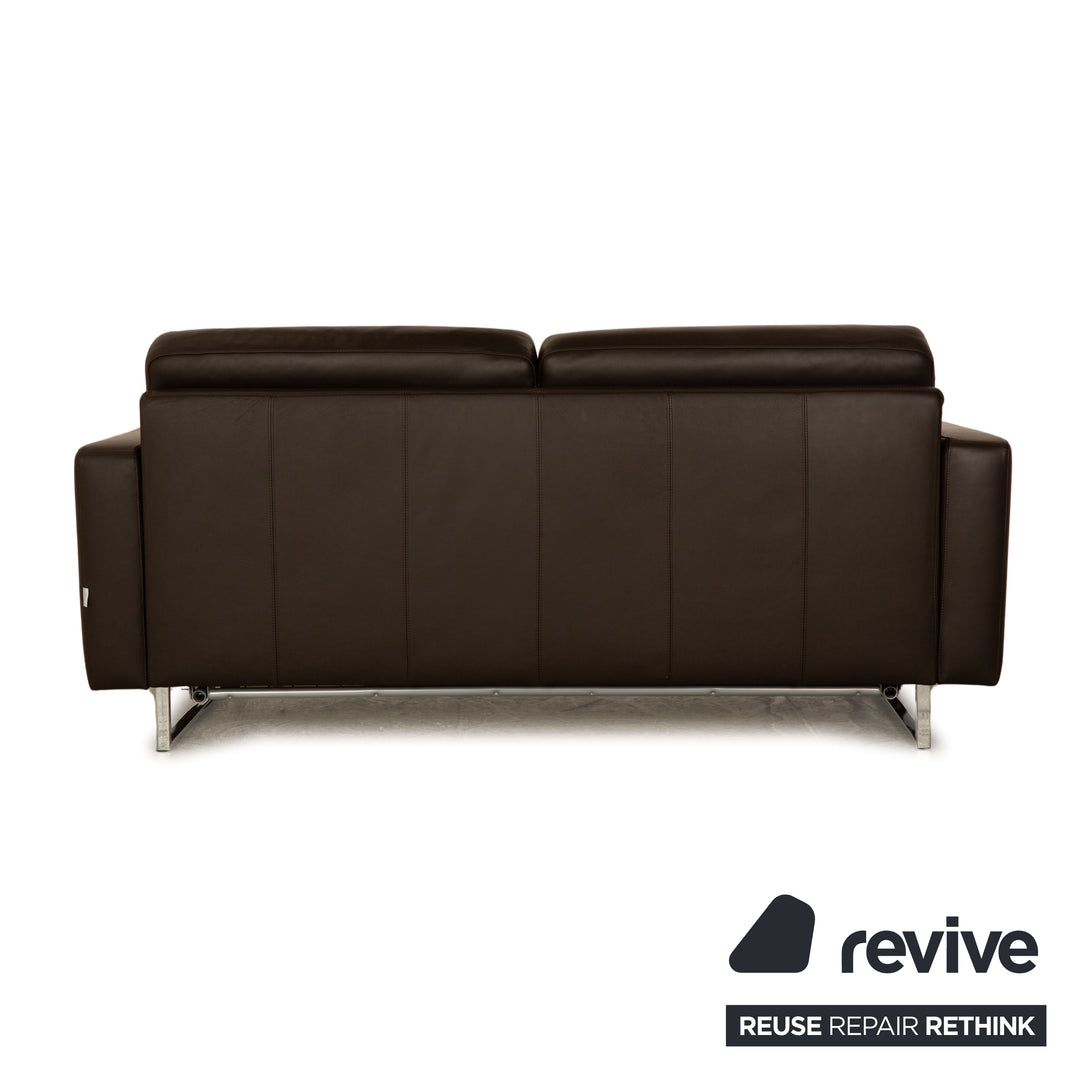 Christine Kröncke leather two-seater brown manual function sleeping function sofa couch