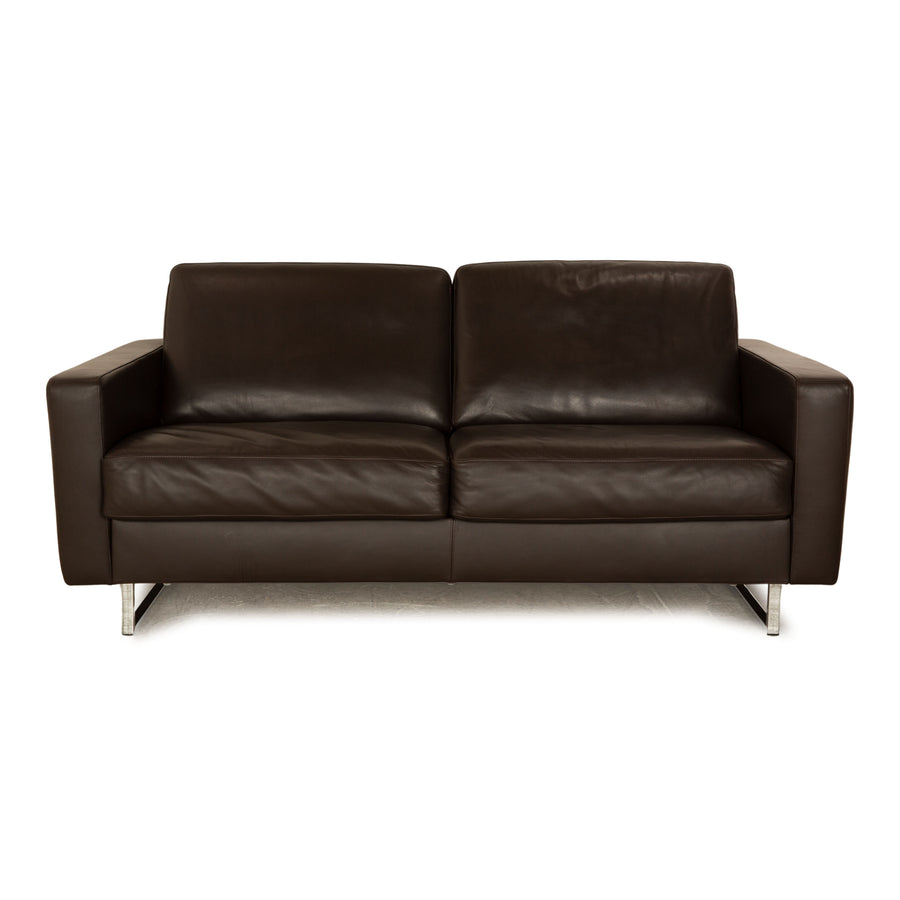 Christine Kröncke leather two-seater brown manual function sleeping function sofa couch