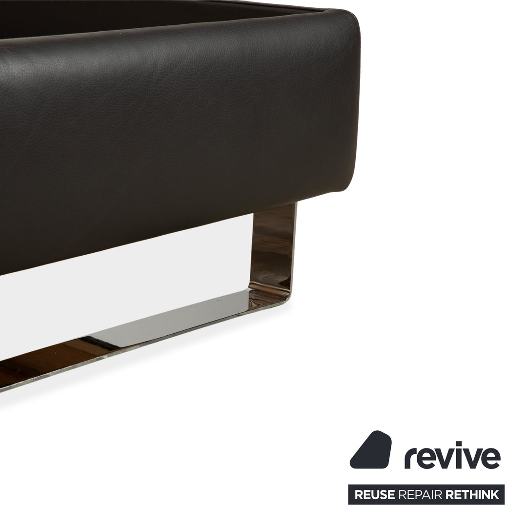 Lit en cuir Christine Kröncke Plaisir, gris anthracite foncé, 180 x 200 cm