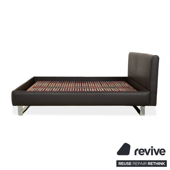 Lit en cuir Christine Kröncke Plaisir, gris anthracite foncé, 180 x 200 cm