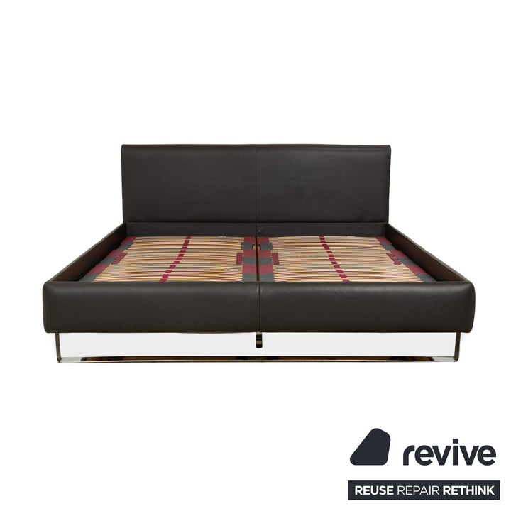 Lit en cuir Christine Kröncke Plaisir, gris anthracite foncé, 180 x 200 cm