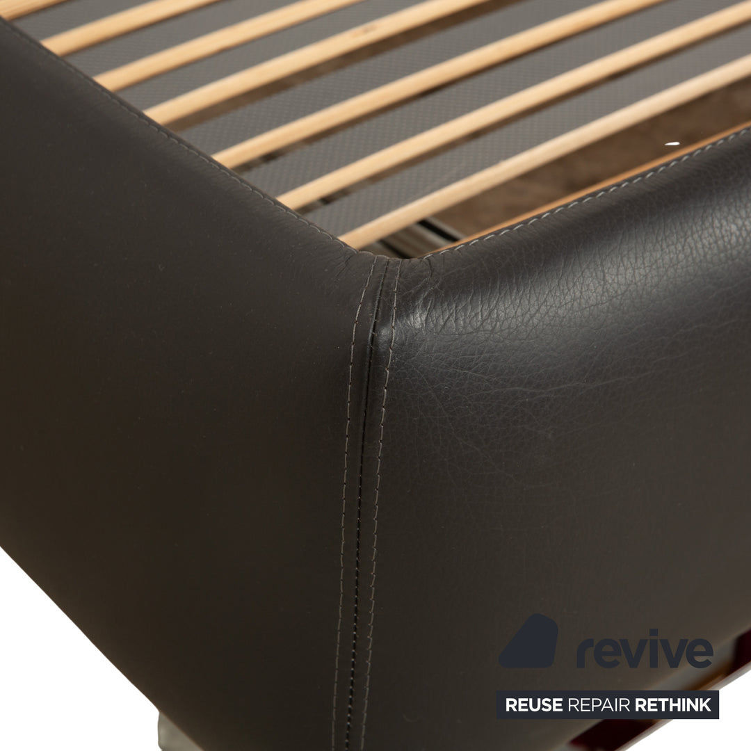 Lit en cuir Christine Kröncke Plaisir, gris anthracite foncé, 180 x 200 cm