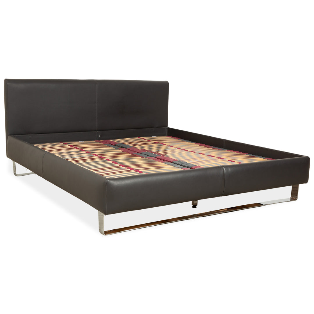 Lit en cuir Christine Kröncke Plaisir, gris anthracite foncé, 180 x 200 cm