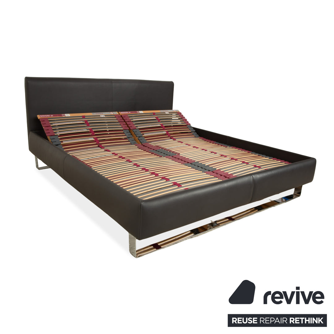 Lit en cuir Christine Kröncke Plaisir, gris anthracite foncé, 180 x 200 cm