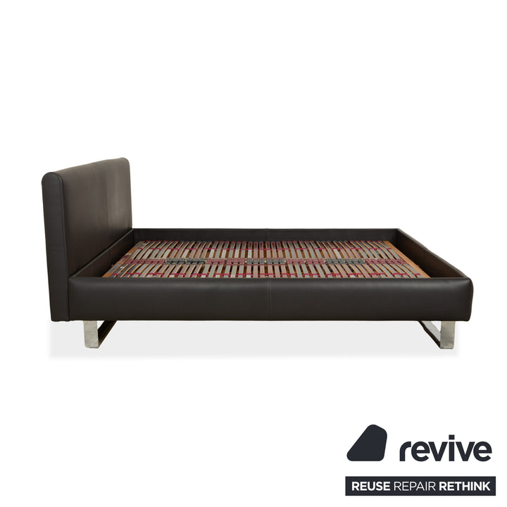 Lit en cuir Christine Kröncke Plaisir, gris anthracite foncé, 180 x 200 cm