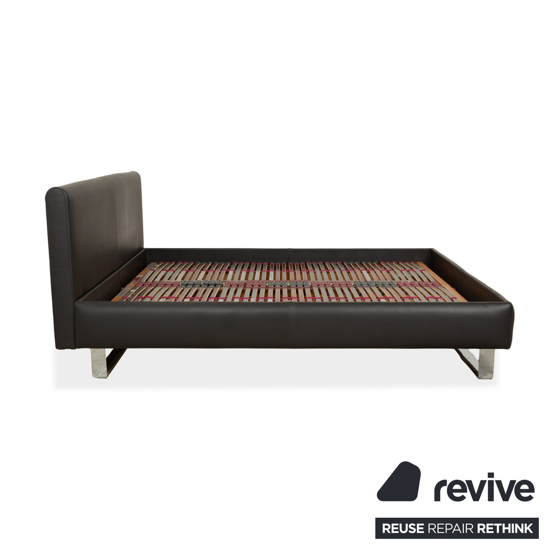 Lit en cuir Christine Kröncke Plaisir, gris anthracite foncé, 180 x 200 cm