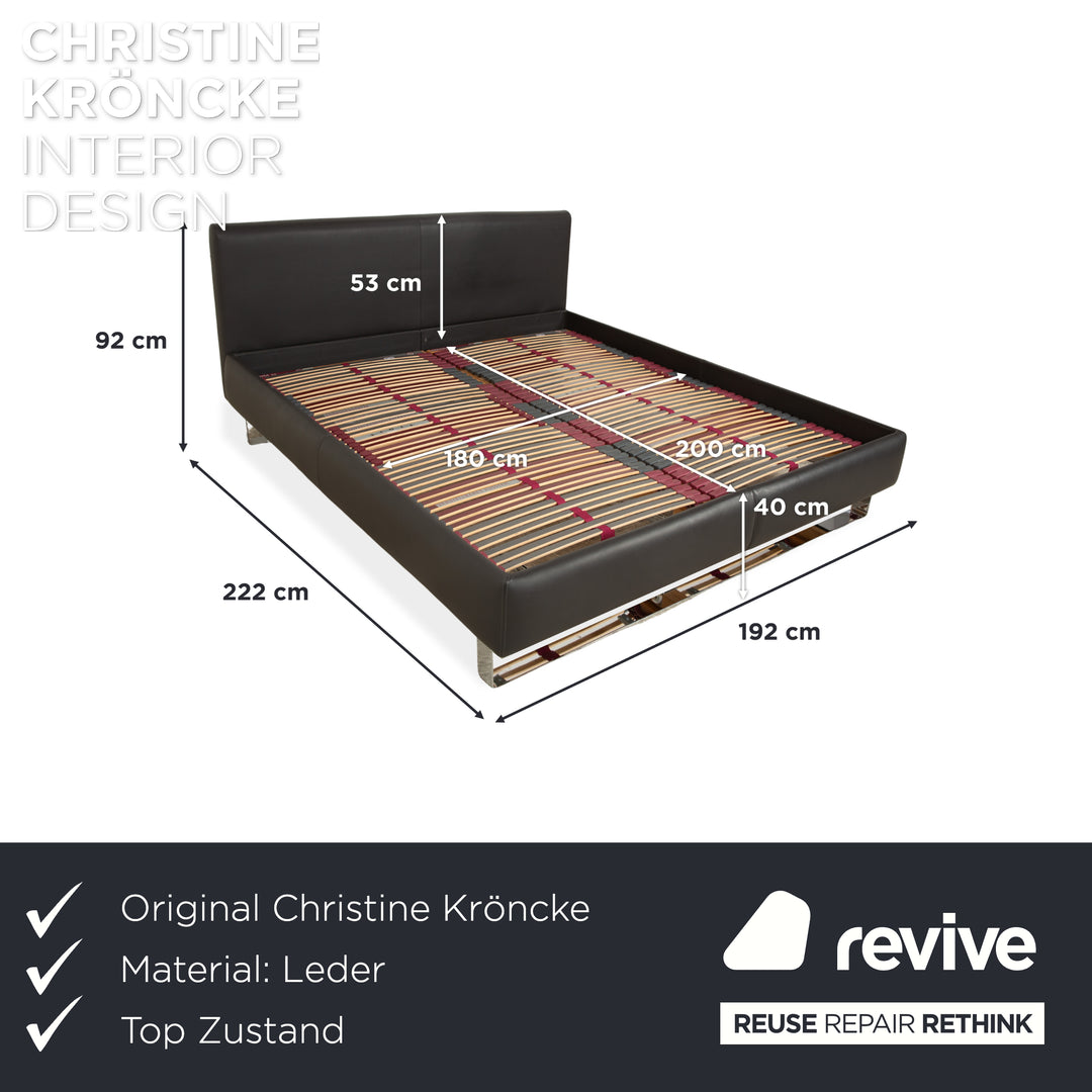 Lit en cuir Christine Kröncke Plaisir, gris anthracite foncé, 180 x 200 cm