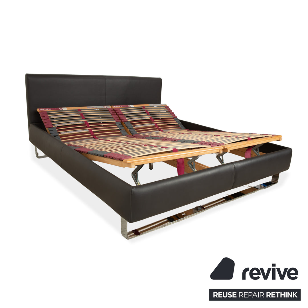 Lit en cuir Christine Kröncke Plaisir, gris anthracite foncé, 180 x 200 cm