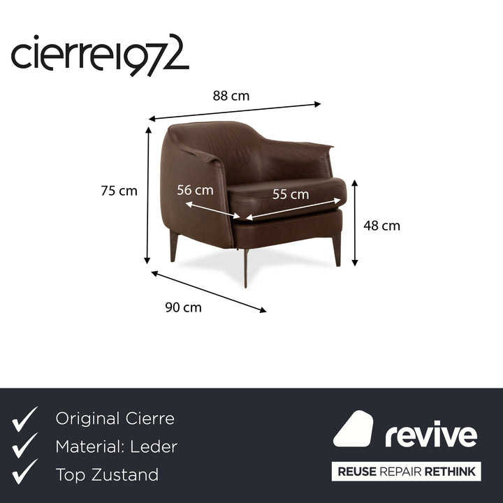 Cierre Boheme Leather Armchair Brown incl. Stool