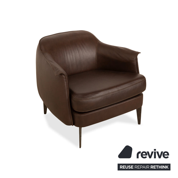 Cierre Boheme Leather Armchair Brown incl. Stool