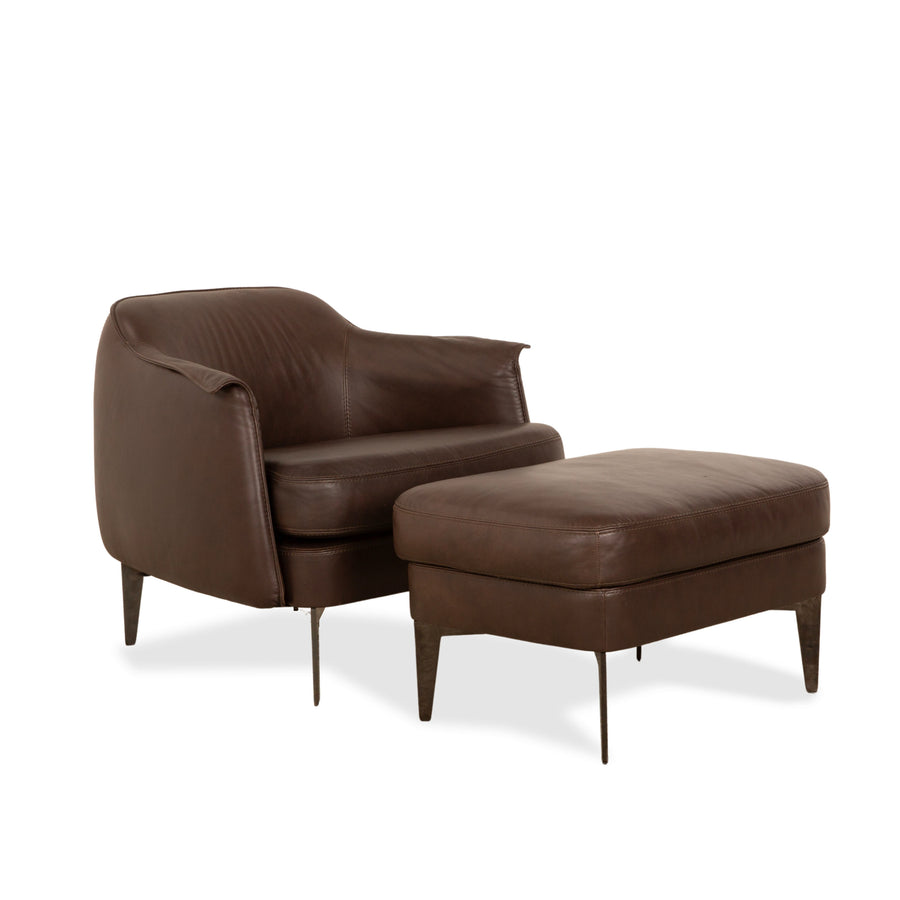 Cierre Boheme Leather Armchair Brown incl. Stool