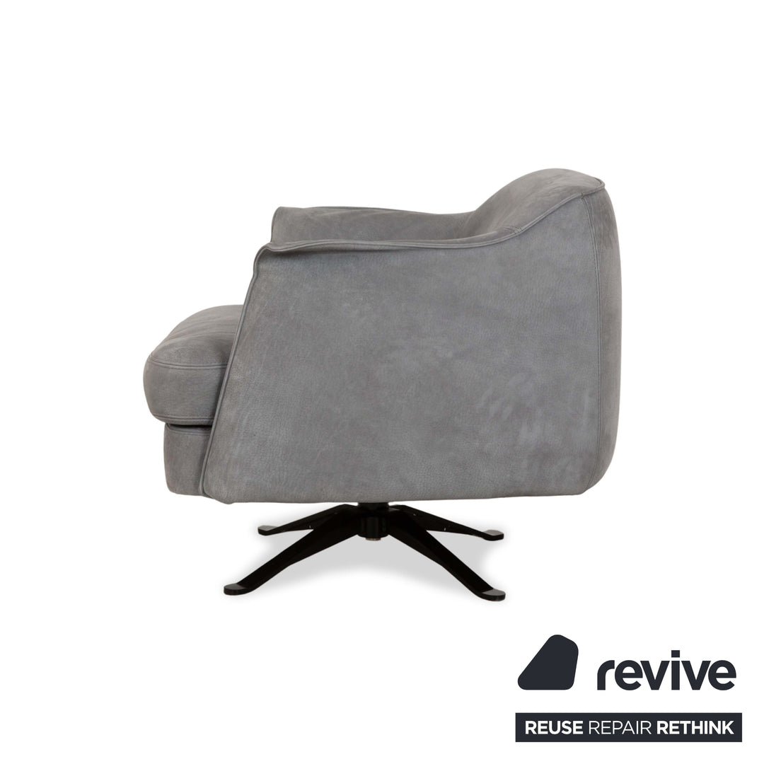 Cierre Boheme Leather Armchair Grey Blue incl. Stool