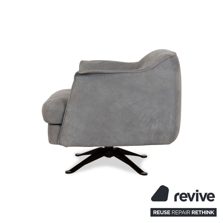 Cierre Boheme Leather Armchair Grey Blue incl. Stool