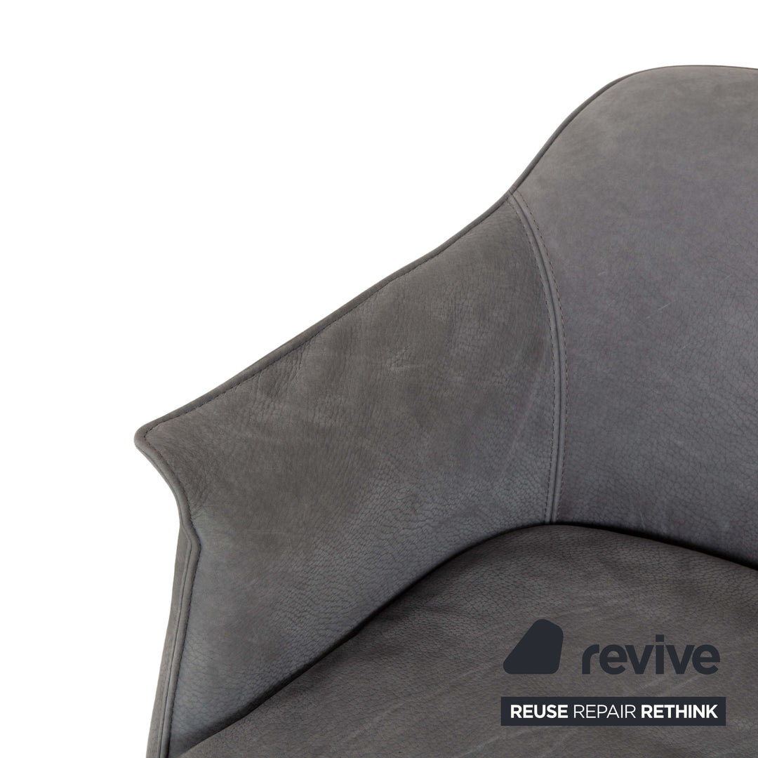 Cierre Boheme Leather Armchair Grey Blue incl. Stool