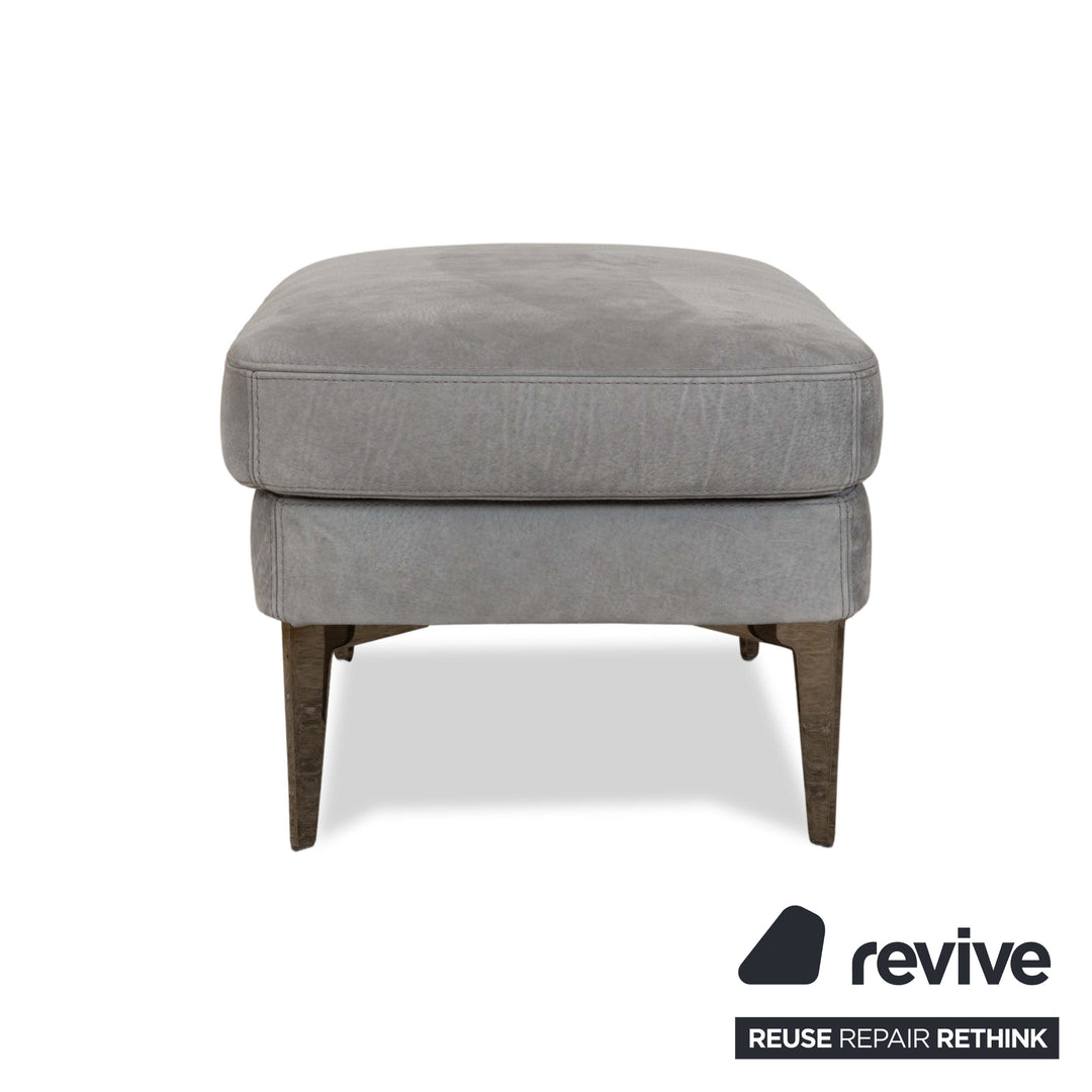 Cierre Boheme Leather Armchair Grey Blue incl. Stool