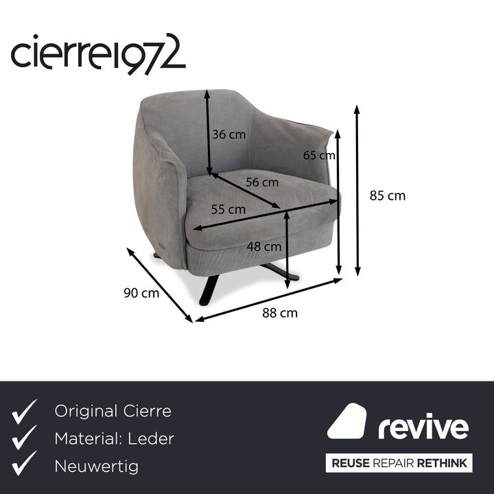 Cierre Boheme Leather Armchair Grey Blue incl. Stool