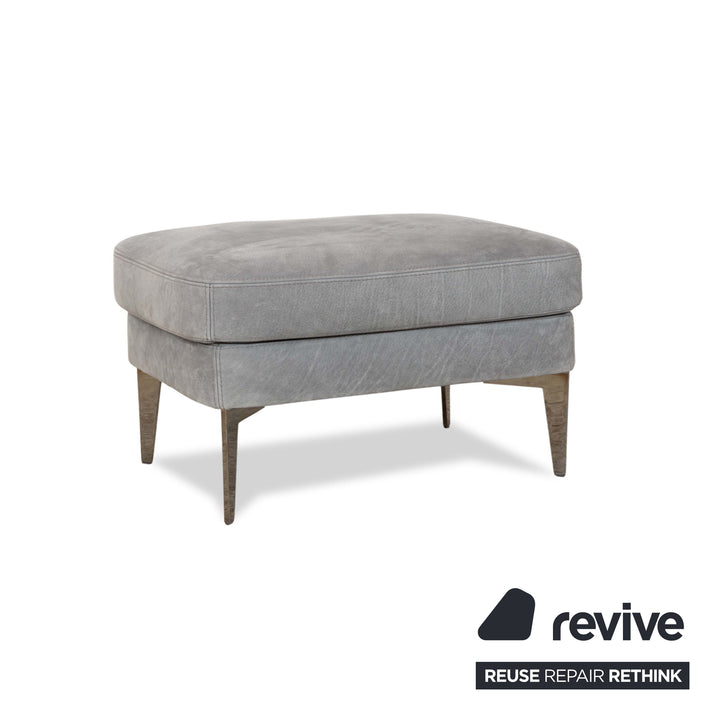 Cierre Boheme Leather Armchair Grey Blue incl. Stool