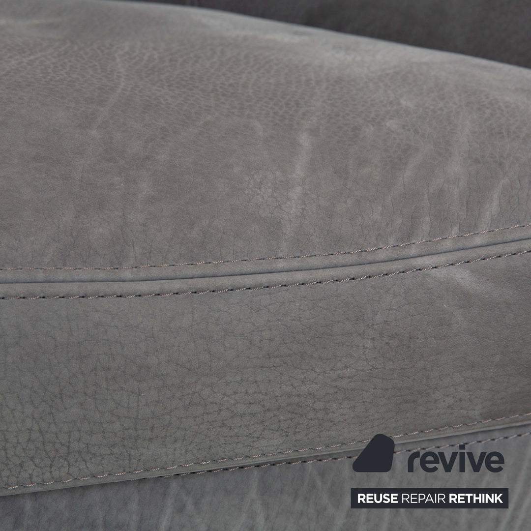 Cierre Boheme Leather Armchair Grey Blue incl. Stool