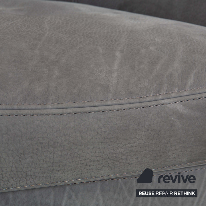 Cierre Boheme Leather Armchair Grey Blue incl. Stool