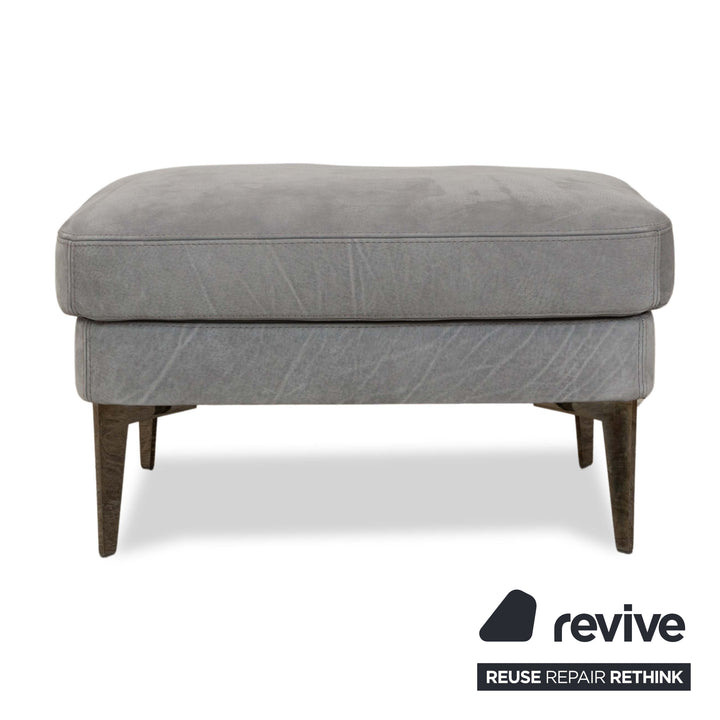 Cierre Boheme Leather Armchair Grey Blue incl. Stool