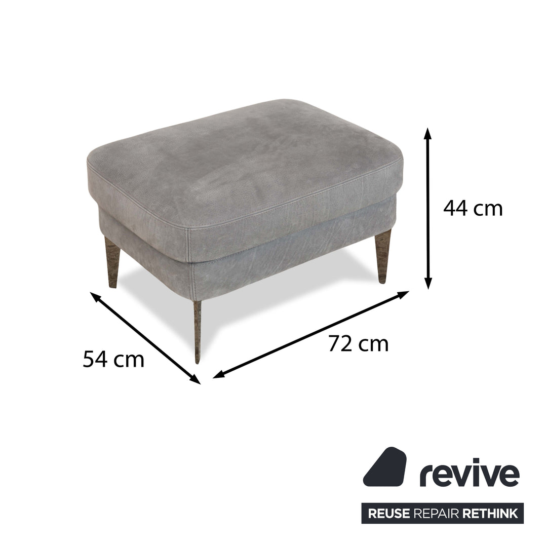 Cierre Boheme Leather Armchair Grey Blue incl. Stool