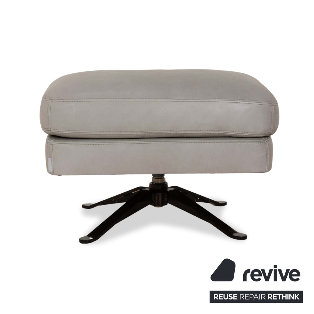 Cierre Boheme lederen fauteuil grijs incl. voetenbank