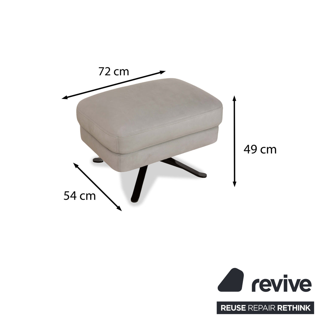 Cierre Boheme lederen fauteuil grijs incl. voetenbank