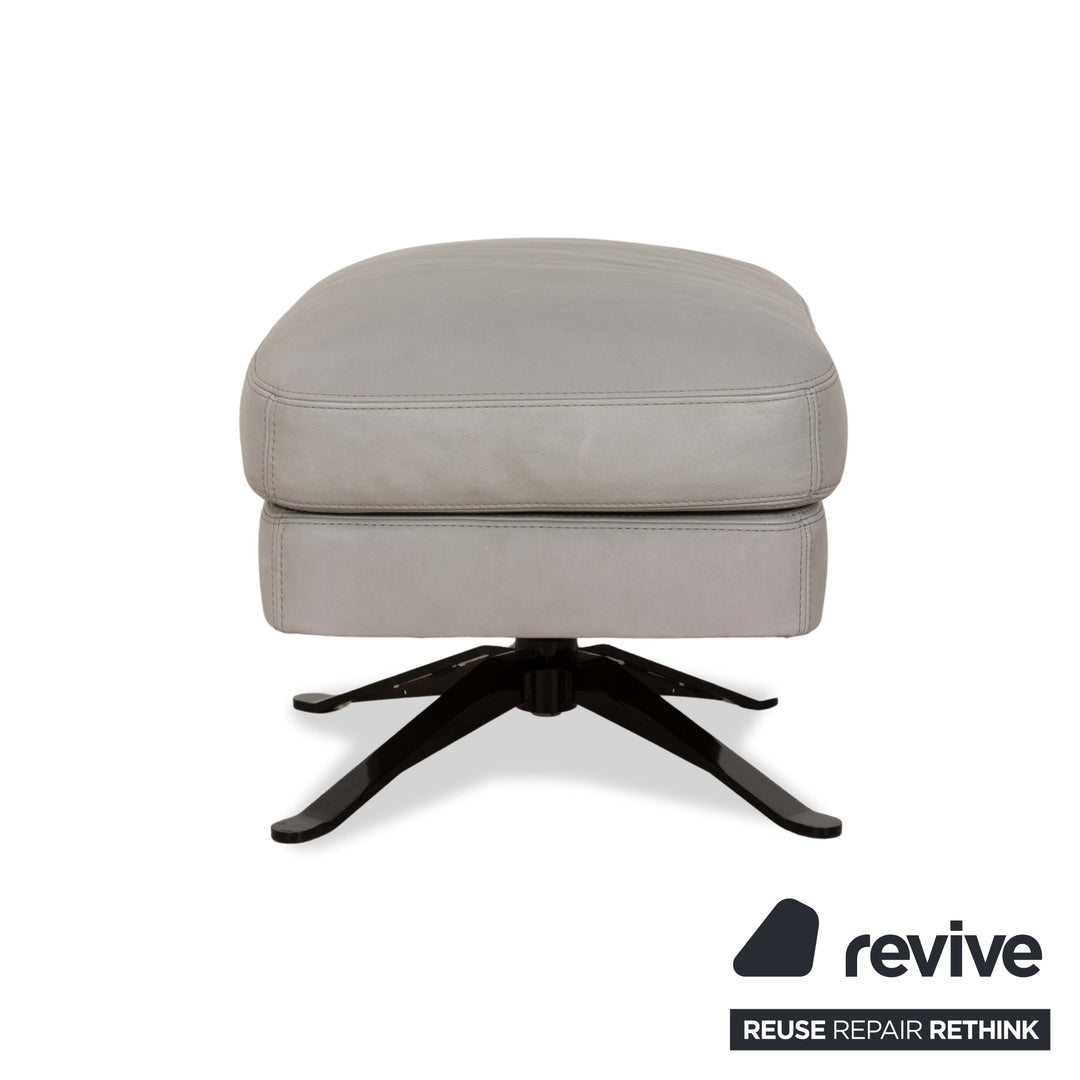 Cierre Boheme lederen fauteuil grijs incl. voetenbank