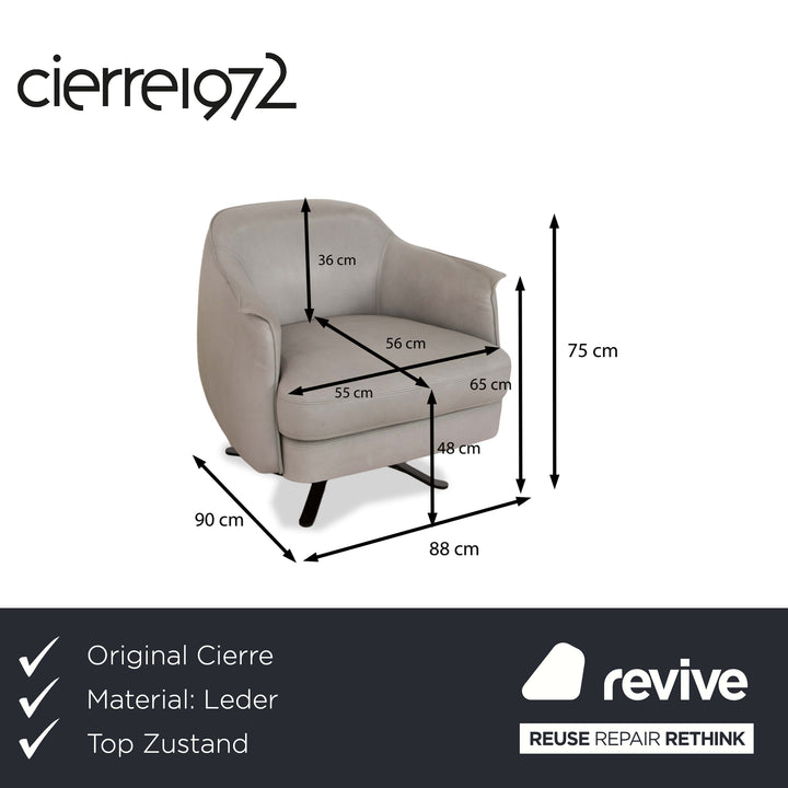 Cierre Boheme Leather Armchair Grey incl. Stool