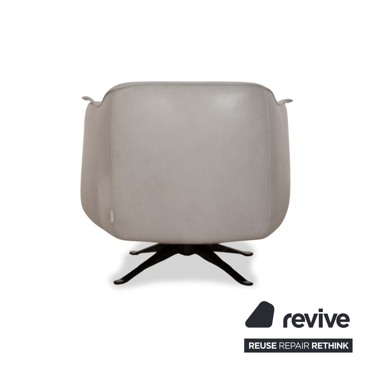 Cierre Boheme lederen fauteuil grijs incl. voetenbank