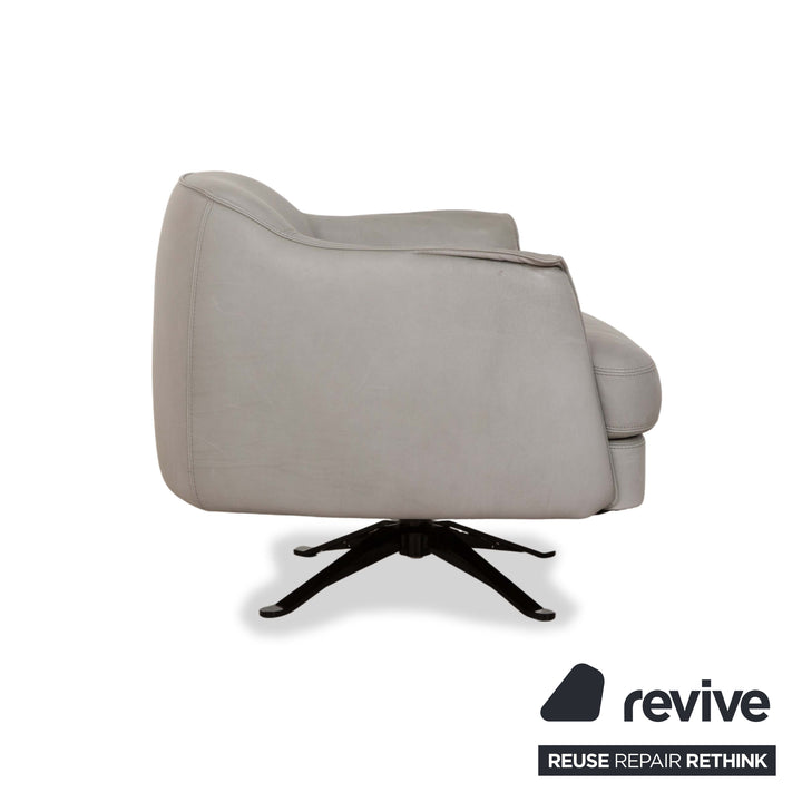 Cierre Boheme lederen fauteuil grijs incl. voetenbank