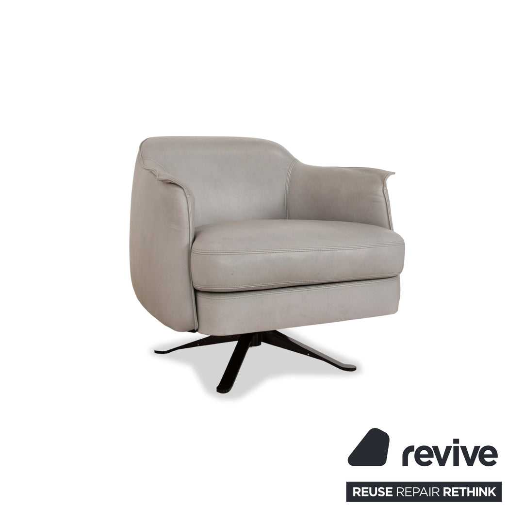 Cierre Boheme Leather Armchair Set Grey incl. Stool