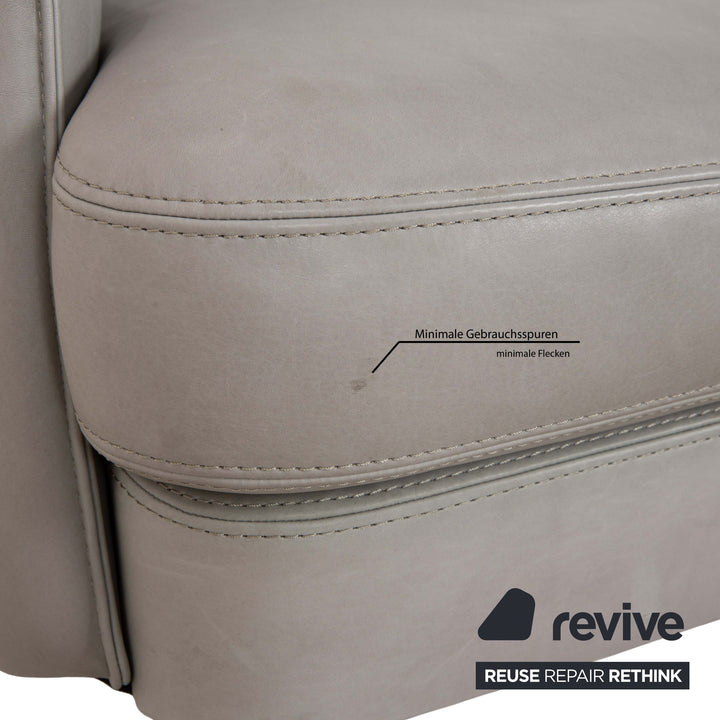 Ensemble fauteuil en cuir Cierre Boheme gris avec tabouret