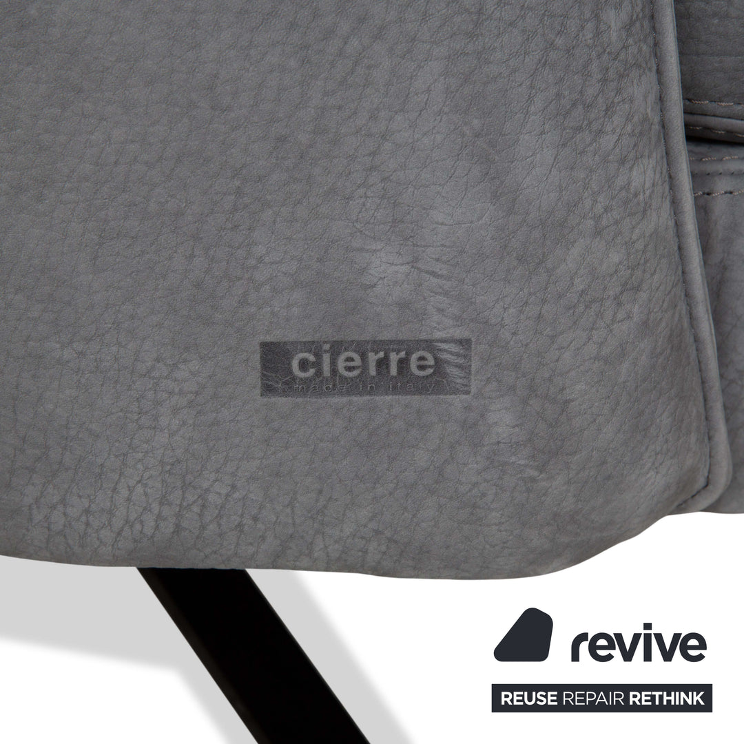 Ensemble fauteuil en cuir Cierre Boheme gris avec tabouret