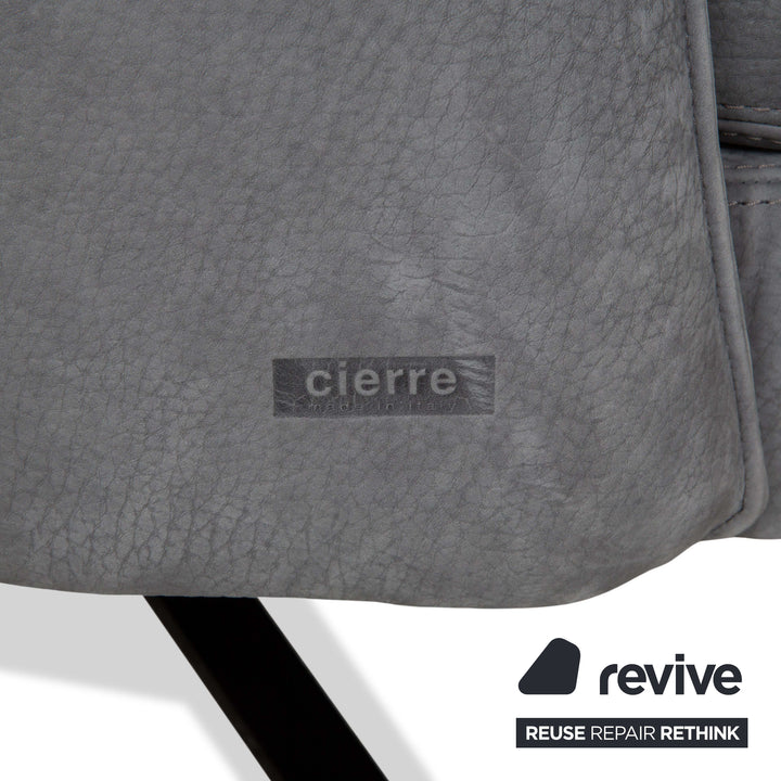 Ensemble fauteuil en cuir Cierre Boheme gris avec tabouret