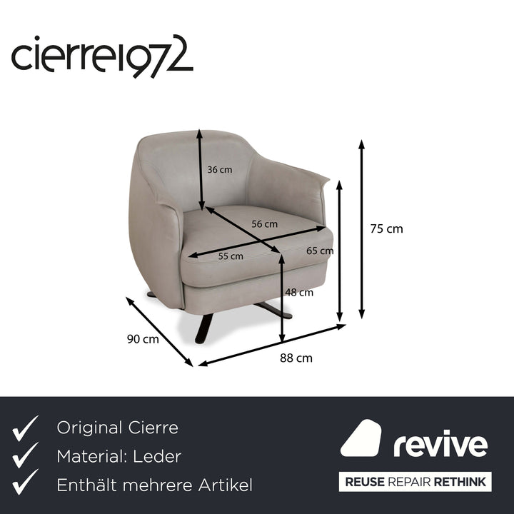 Cierre Boheme Leather Armchair Set Grey incl. Stool